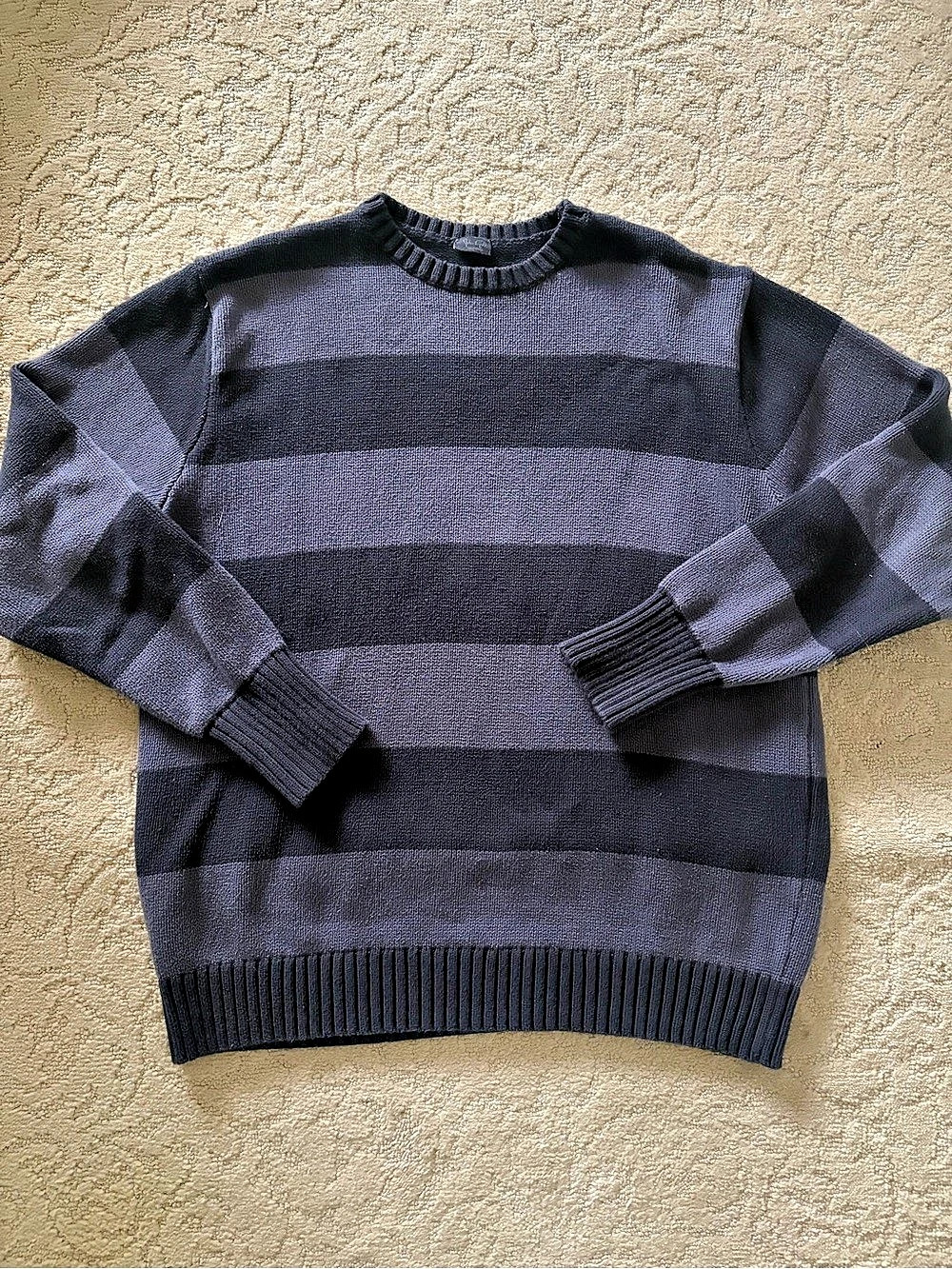 John Galt Striped Crewneck Sweater in Blue
